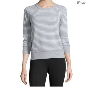 NWT James Perse Striped Raglan Sweatshirt Gray White Size 3 (L)